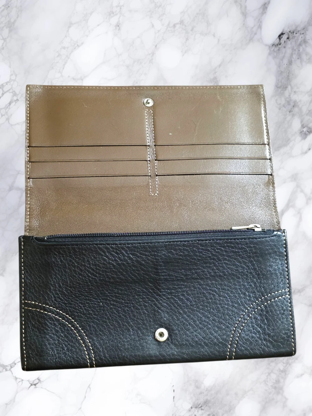 Longchamp Black Vintage Leather Wallet - Le Pliage - Picture 6 of 6